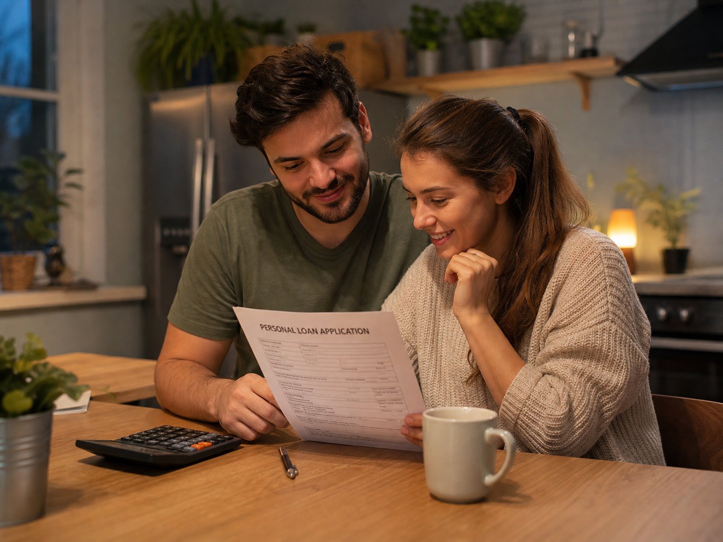 Couple reviewing a personal loan application